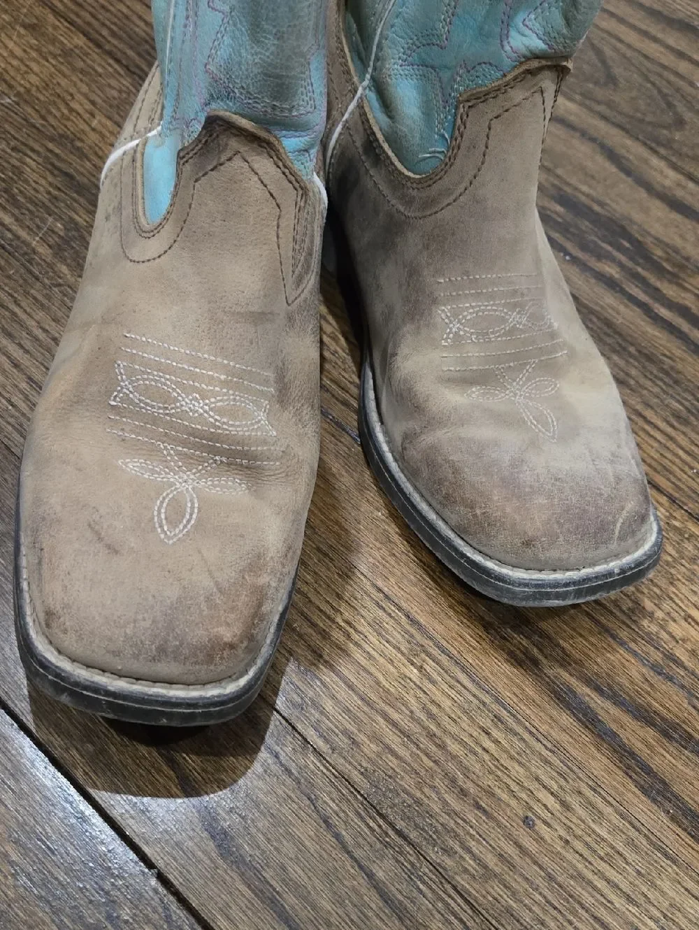 Shyanne Ceci Girl's Blue Brown Mid-Calf Pull-On Western cowboy Size 4D